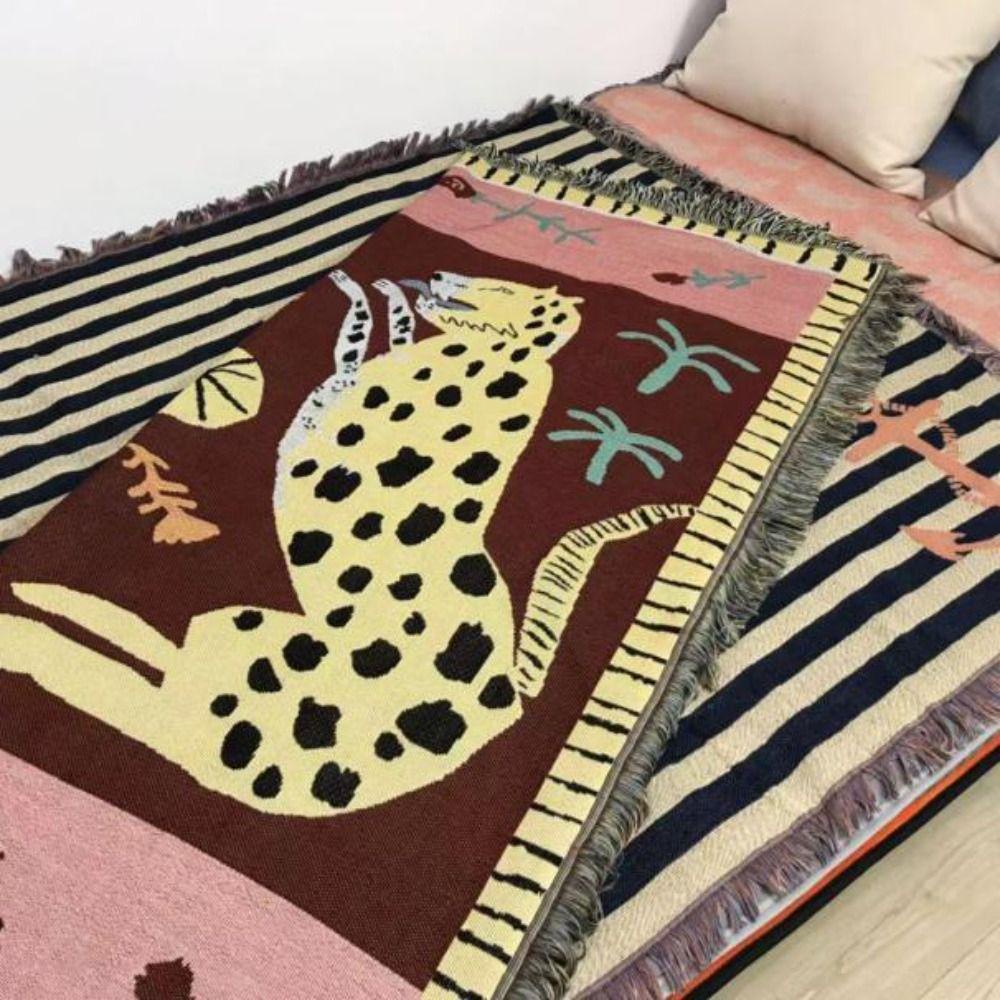 Thảm Treo Tường Trang Trí In Hình Động Vật Hai Mặt Phong Cách Retro