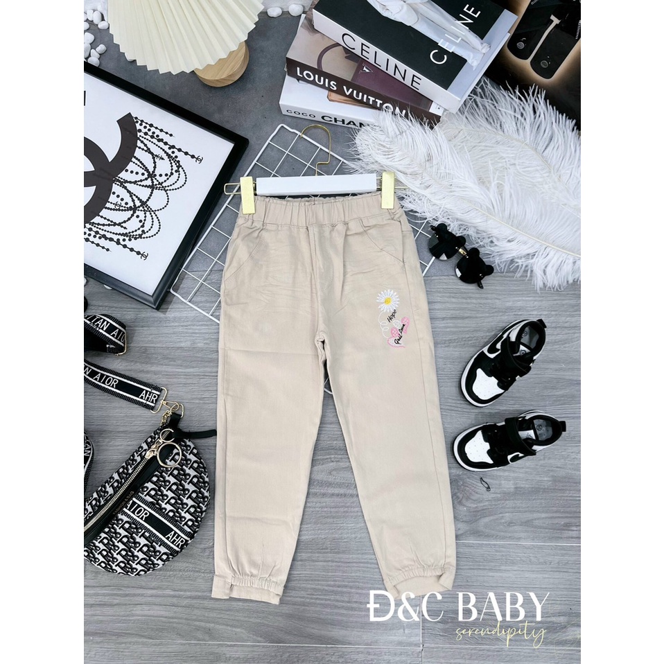Quần dài jogger, quần dài thêu hình, quần kaki thêu hình bé gái 013797