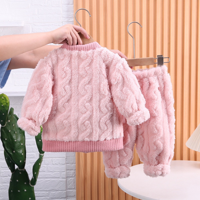 Bộ đồ ngủ IQ ANGEL vải flannel giữ ấm áp size lớn thời trang mới dành cho bé gái