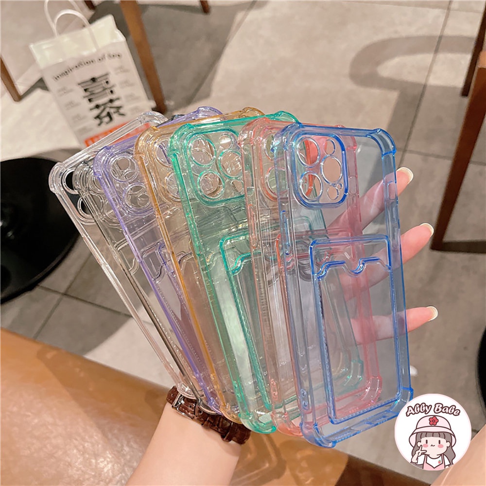 Ốp Điện Thoại TPU Mềm Mỏng Trong Suốt Chống Nước Có Ngăn Đựng Thẻ Cho Iphone 11 7Plus 13 12 11 Pro Max X XS 12 13 XR