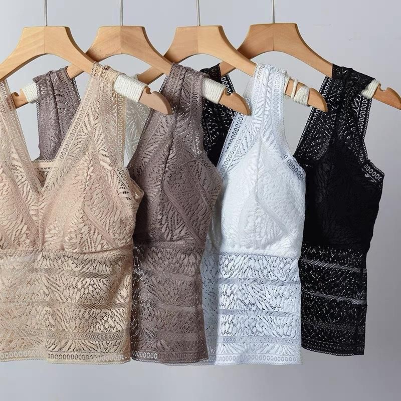 CÓ SẴN Áo lá ren dài bra ren dài có mút