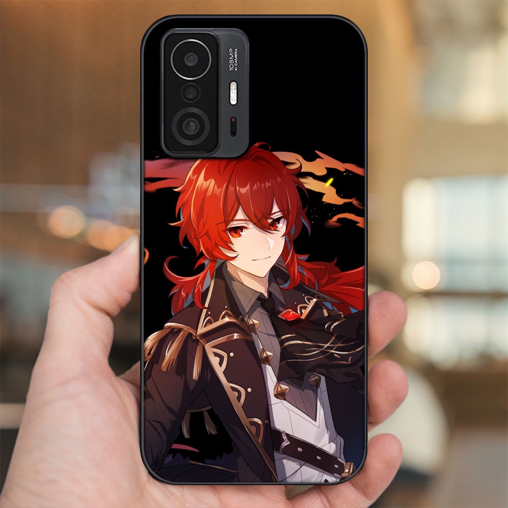 Ốp lưng Xiaomi 11T Pro 5G viền đen in hình Diluc Genshin Impact