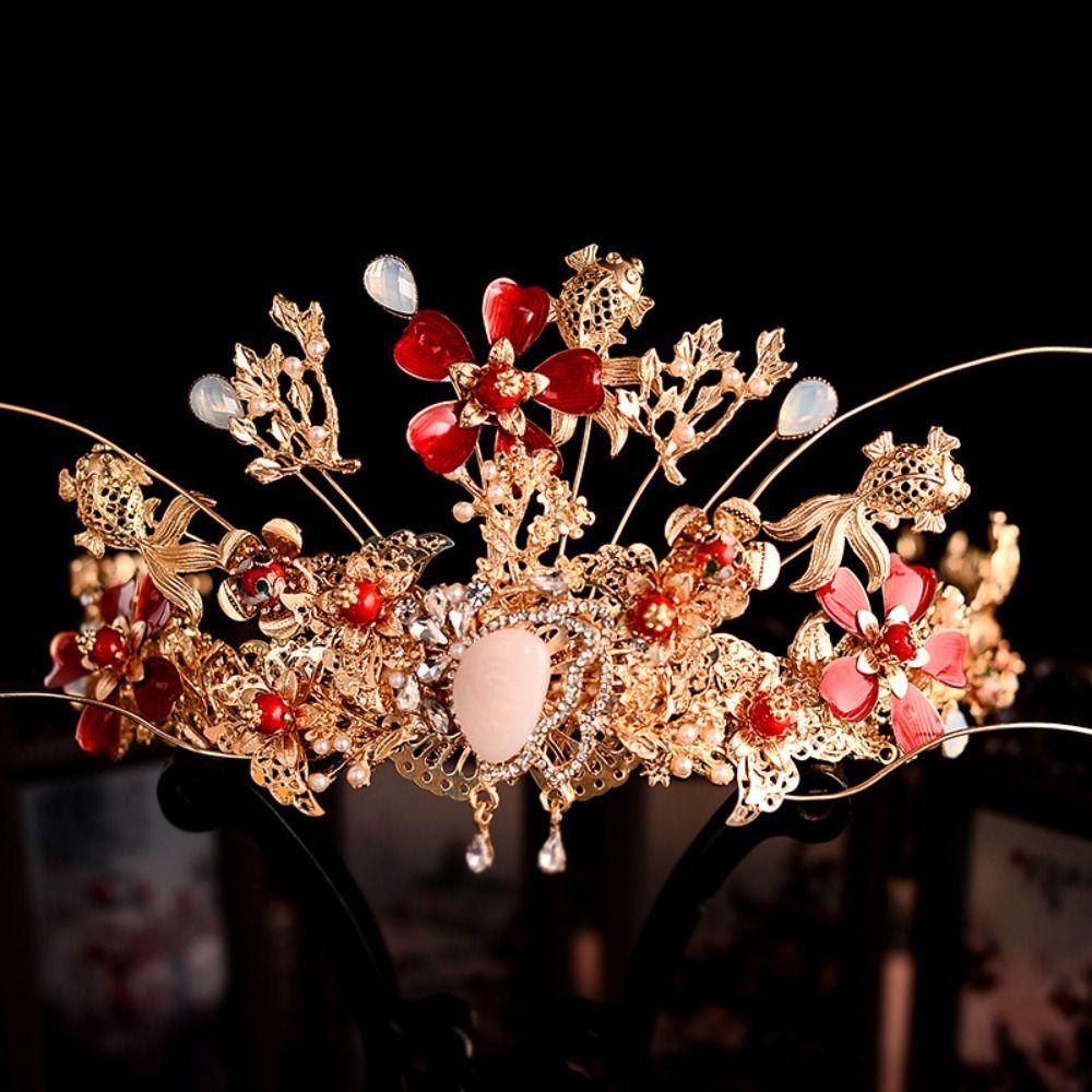 Cài Tóc Hình Vương Miện Phối Tua Rua Phong Cách Trung Hoa Cổ Điển