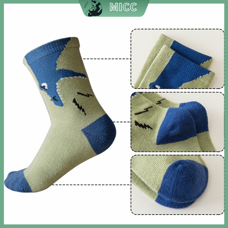 Set 5 Đôi Tất Cotton Kẻ Sọc Dễ Thương Cho Bé Trai 1-12 Tuổi