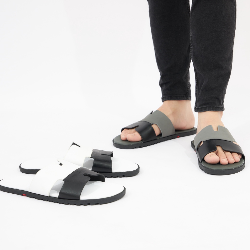 Dép MWC 7716 - Dép Da Nam Quai Chữ H Phối Màu Trẻ Trung