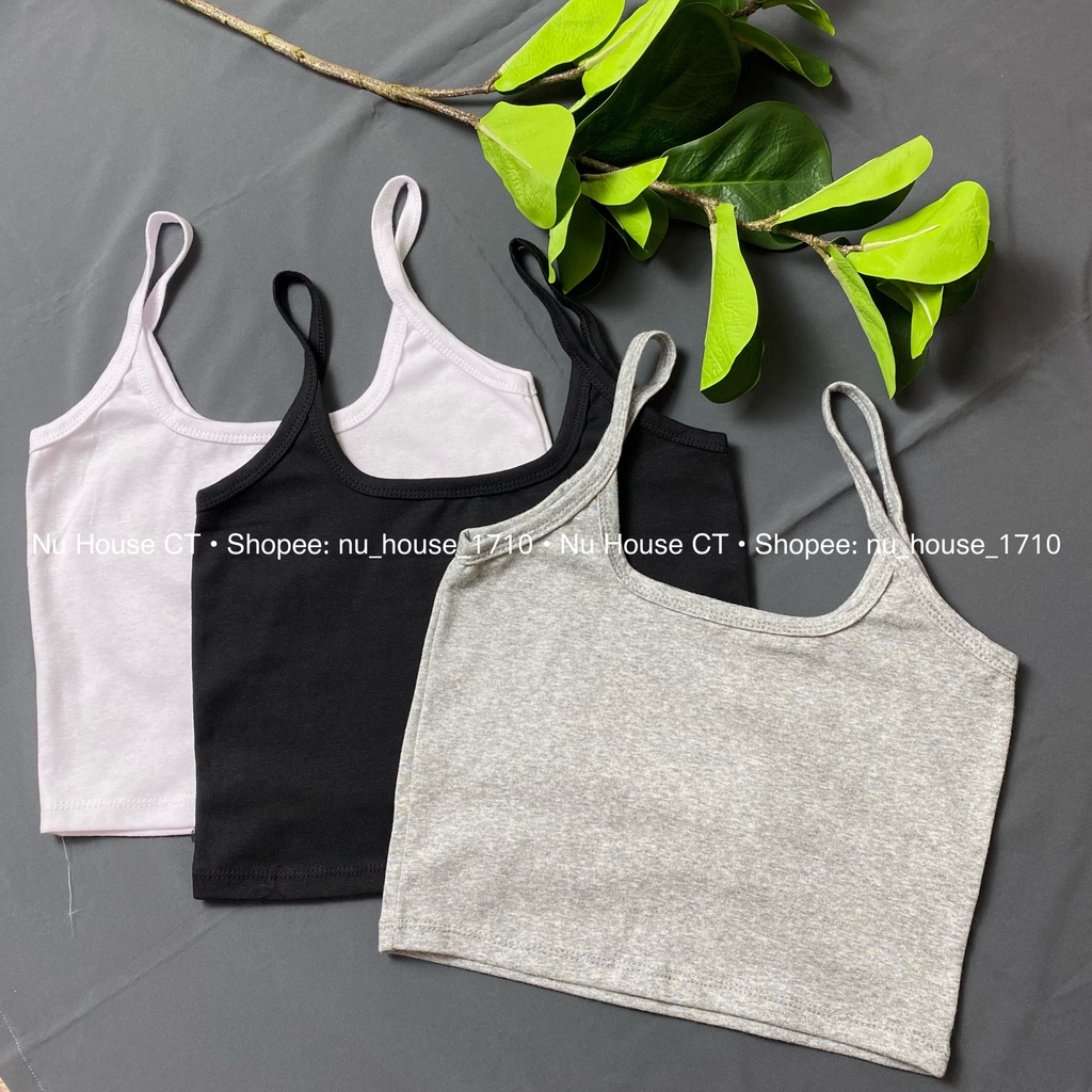 Áo 2 dây croptop thun găn tăm co dãn 4 chiều kèm ảnh thật NU HOUSE