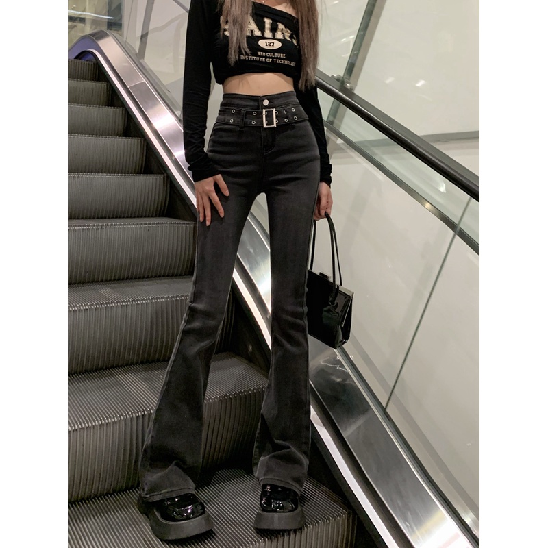 Quần Jeans Nữ Lưng Cao Ống Loe Thời Trang