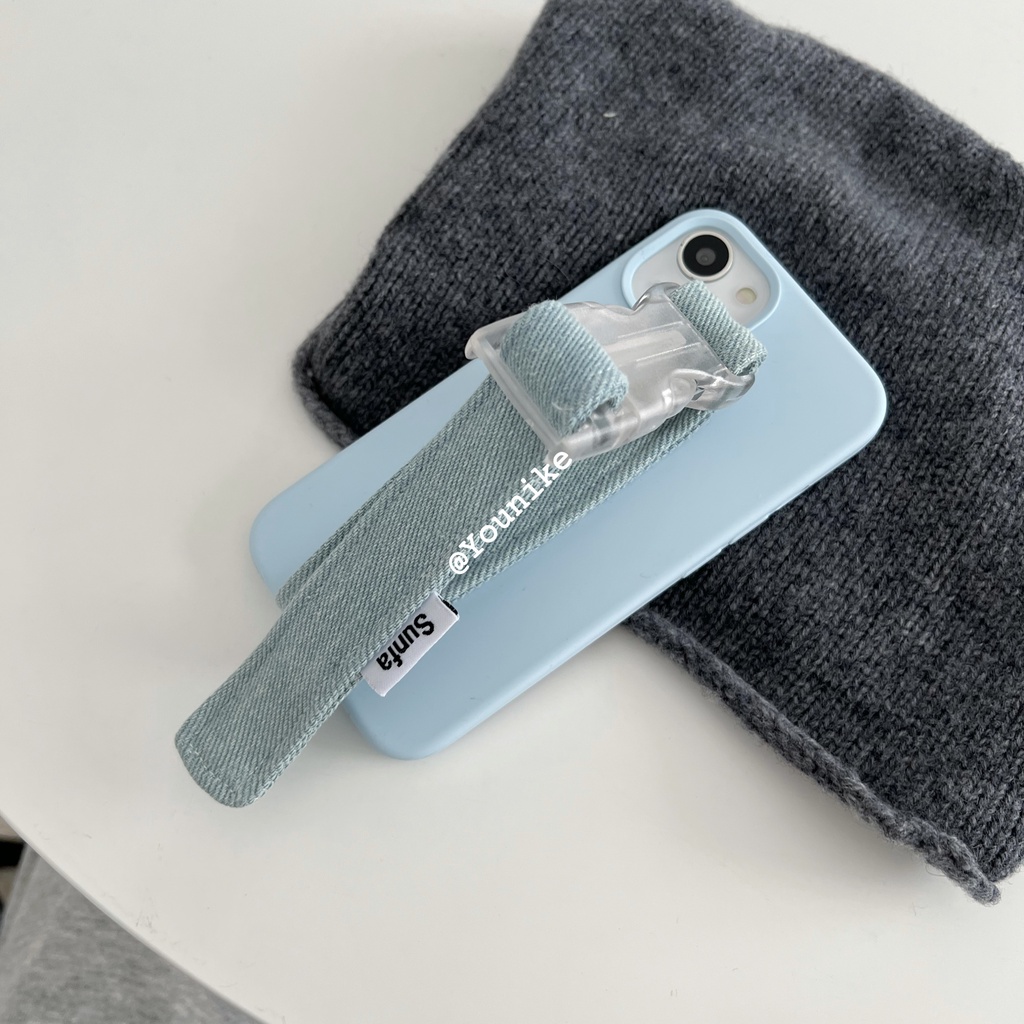 Ốp Điện Thoại Dẻo Màu Xanh Dương Sữa Denim Sang Trọng Kèm Vòng Đeo Tay Cho 13pro / 14promax / x / xs / 12 / 11