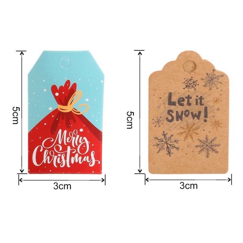 50-100 Tag treo trang trí Giáng sinh Noel MINI 3x5cm mix mẫu