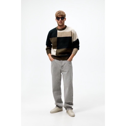 Order áo len xuất dư ZARA của nam Áo len color block