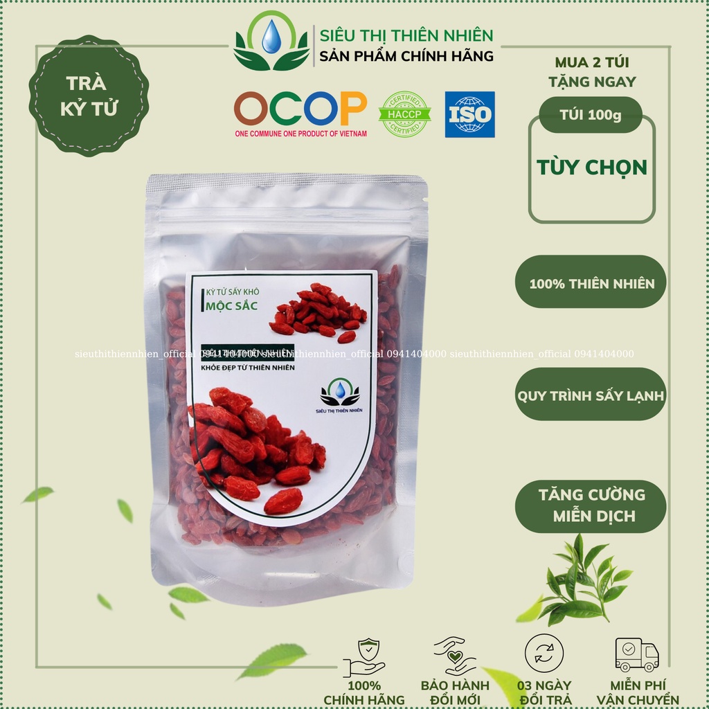 Trà kỳ tử cao cấp cải thiện và điều tiết chức năng Hệ Miễn Dịch, chống Oxy hóa đóng túi zip, đóng lọ 500g