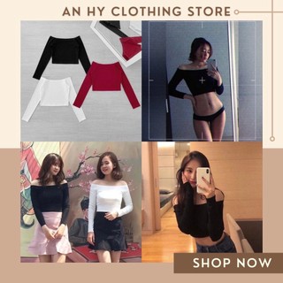 🍊áo_croptop_bẹt_vai_tay_dài🥑