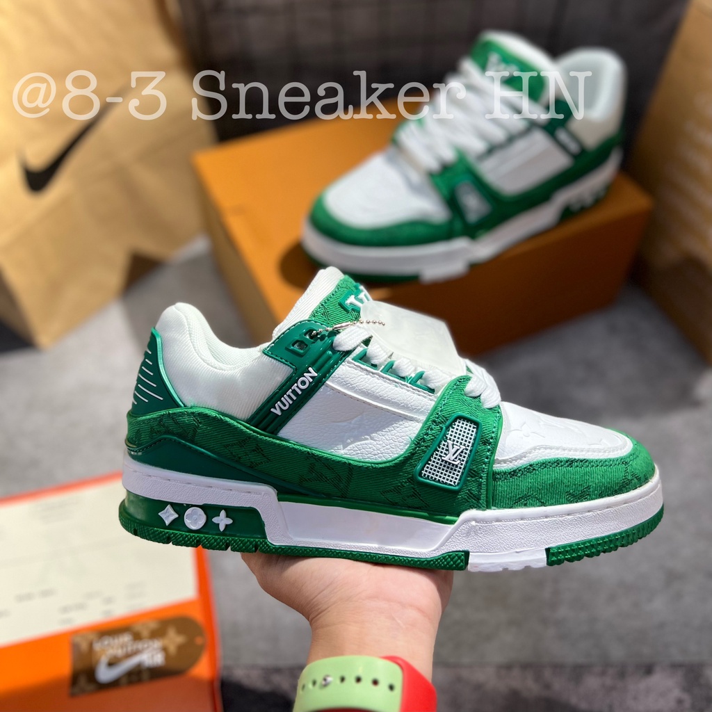 Giày LV xanh lá trắng bản sc, giày louis vuitton xanh green cao cấp