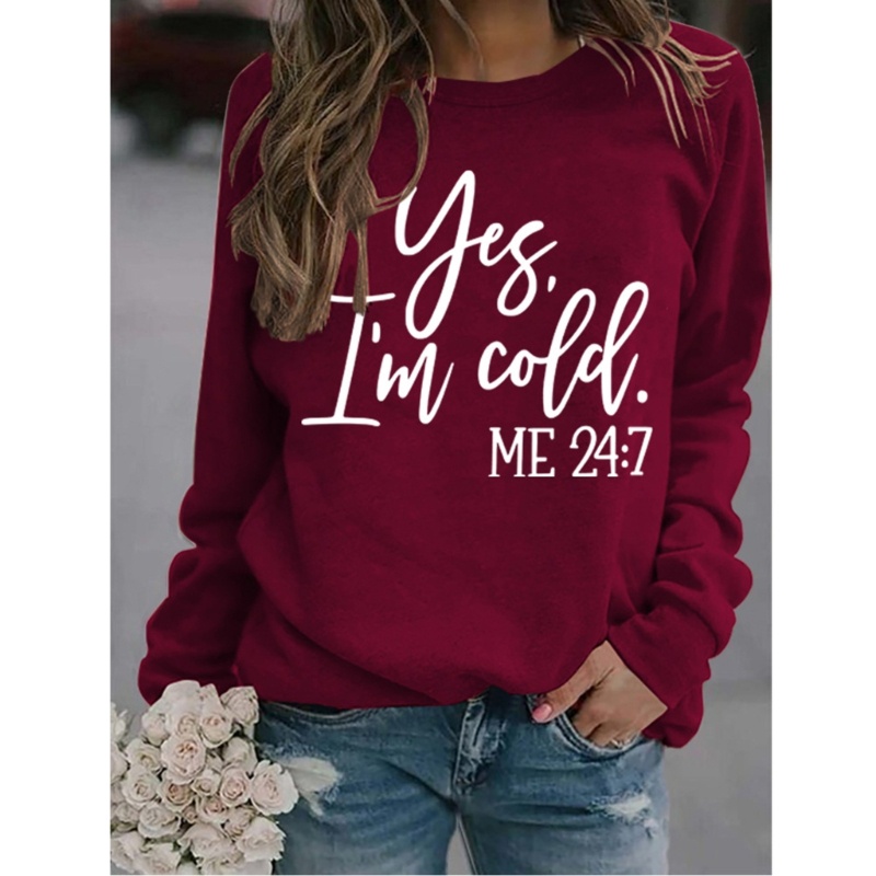 Wmmb Áo Sweater Cổ Tròn Dáng Rộng In Chữ Yes Cold Me Thời Trang Thu Đông Đường Phố Cho Nữ