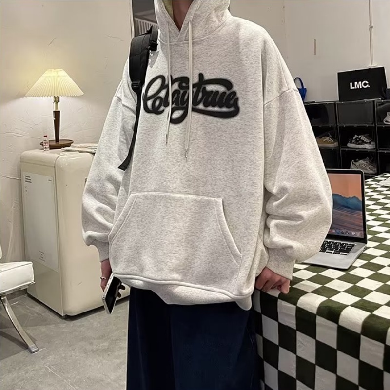 Áo hoodie Dáng Rộng In Chữ Phong Cách Hiphop Đường Phố Hàn Quốc Cho Nam