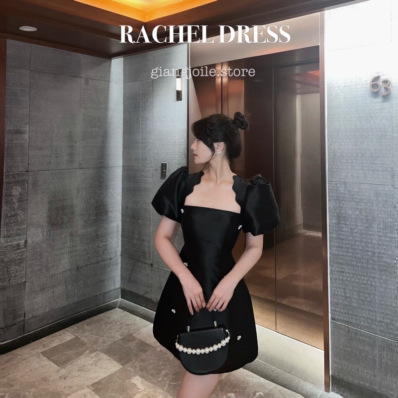 Đầm tay bồng đính đá, cổ viền sóng Rachel Dress - Giangjoile.Store