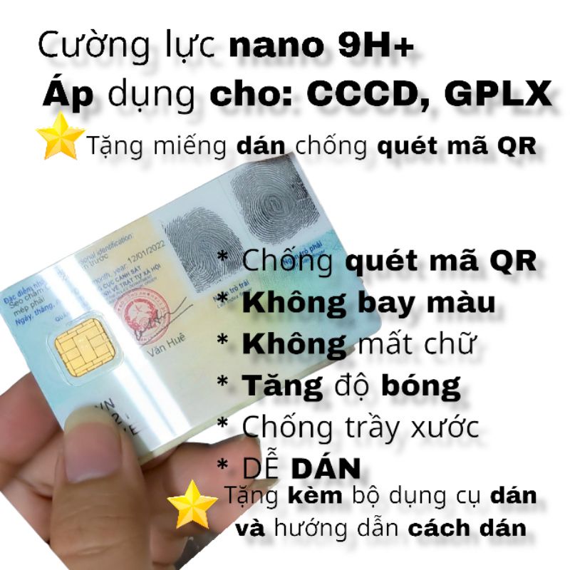 Kính Cường Lực 9H+ Dán Bảo Vệ chống trầy CCCD và GPLX