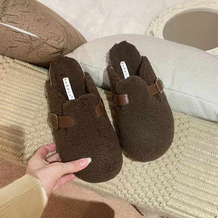 Dép Birkenstock Đế Dày Phối Lông Nhung Thời Trang Thu Đông Mới 2022 Dành Cho Nữ