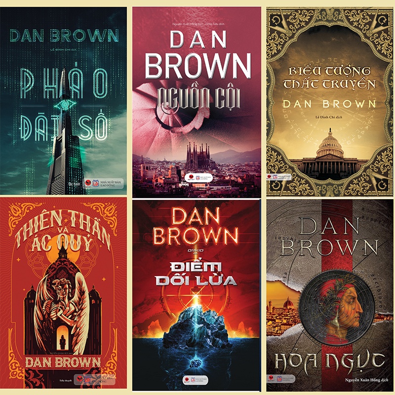 Sách - Trọn bộ Dan Brown - Bìa cứng: Pháo đài số + Thiên thần và ác quỷ + Điểm dối lừa Nguồn cội Biểu tượng thất truyền