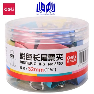 Hộp kẹp sắt màu/ kẹp bướm deli, 4 màu 32mm e8553a, 24 chiếc/hộp - 8553a