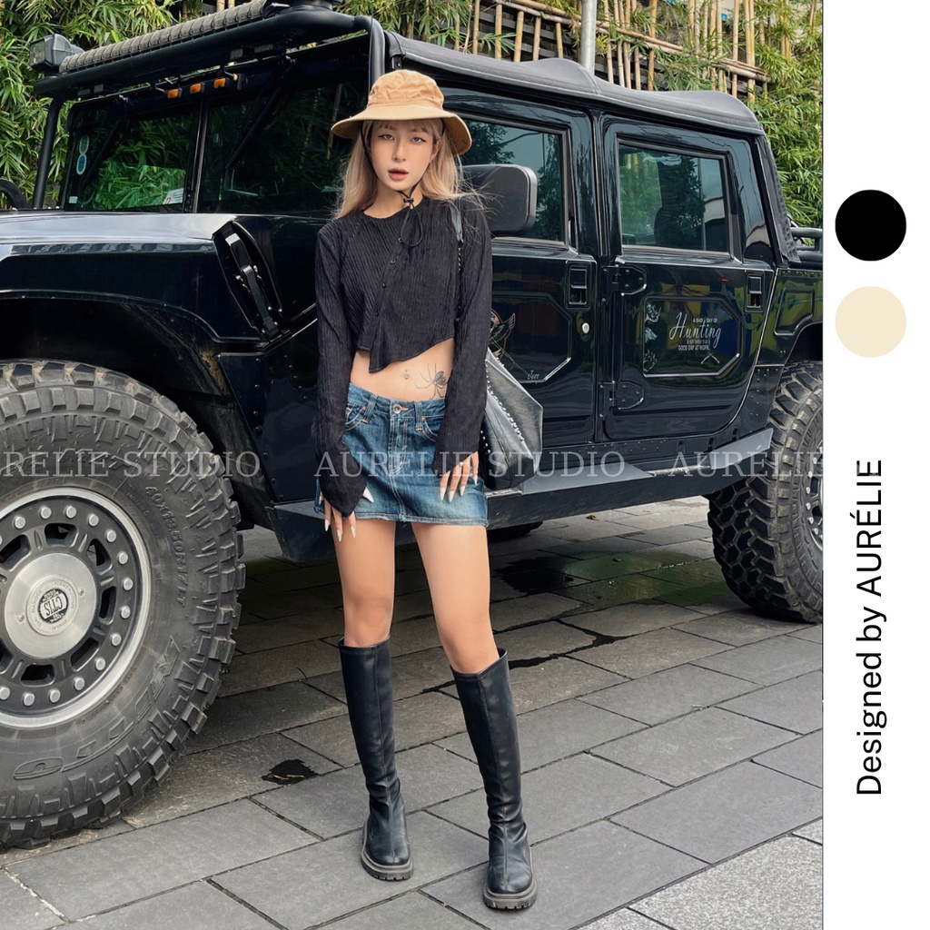 Áo len Crotop dài tay vạt chéo CAILY SHIRT by AURÉLIE