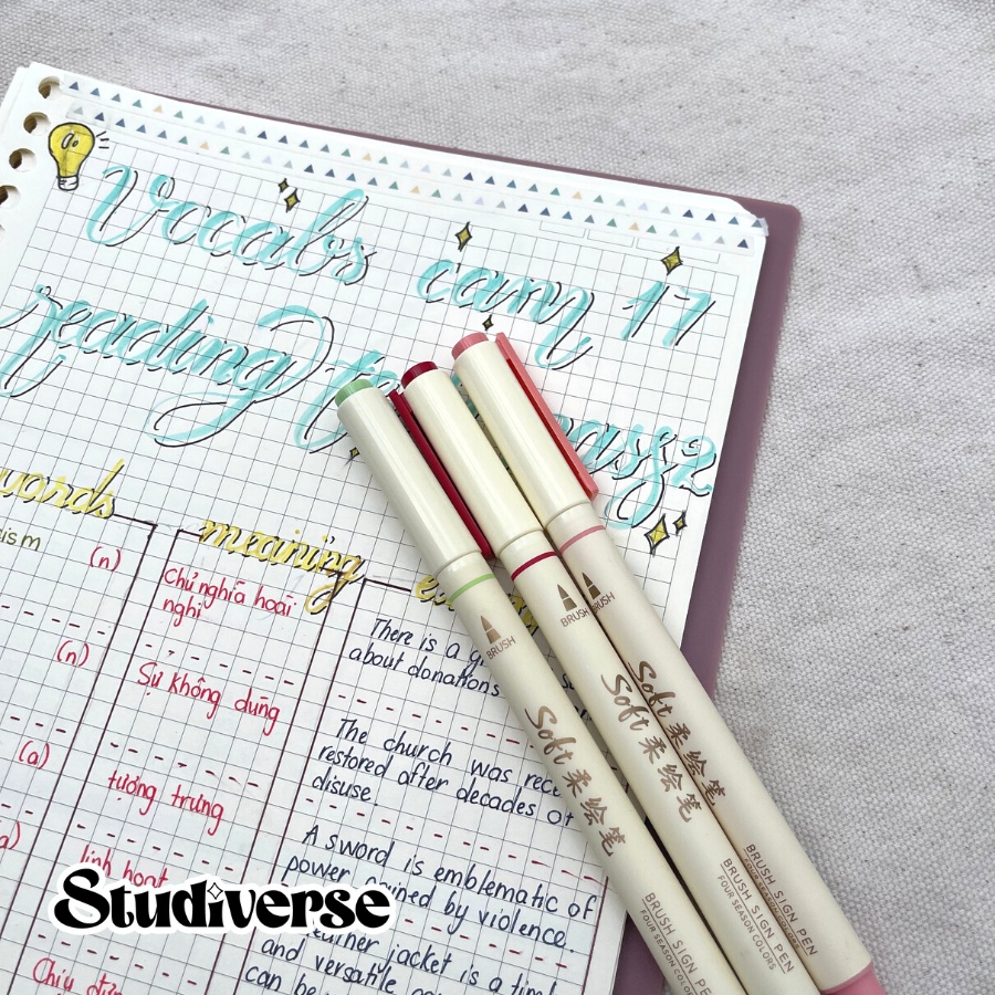 Bút brush màu soft, bút viết thư pháp calligraphy đen dụng cụ học tập