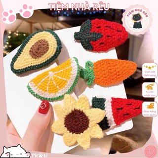 Kẹp mái len hình trái cây ⚡ SALE SỐC ⚡ Bím tóc hình thú cute, thiết kế đẹp kẹp lên tóc cực xinh