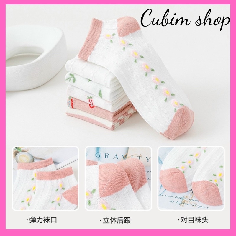 Tất cổ ngắn cho nữ combo 5 đôi hoạ tiết dễ thương hàng nội địa trung
