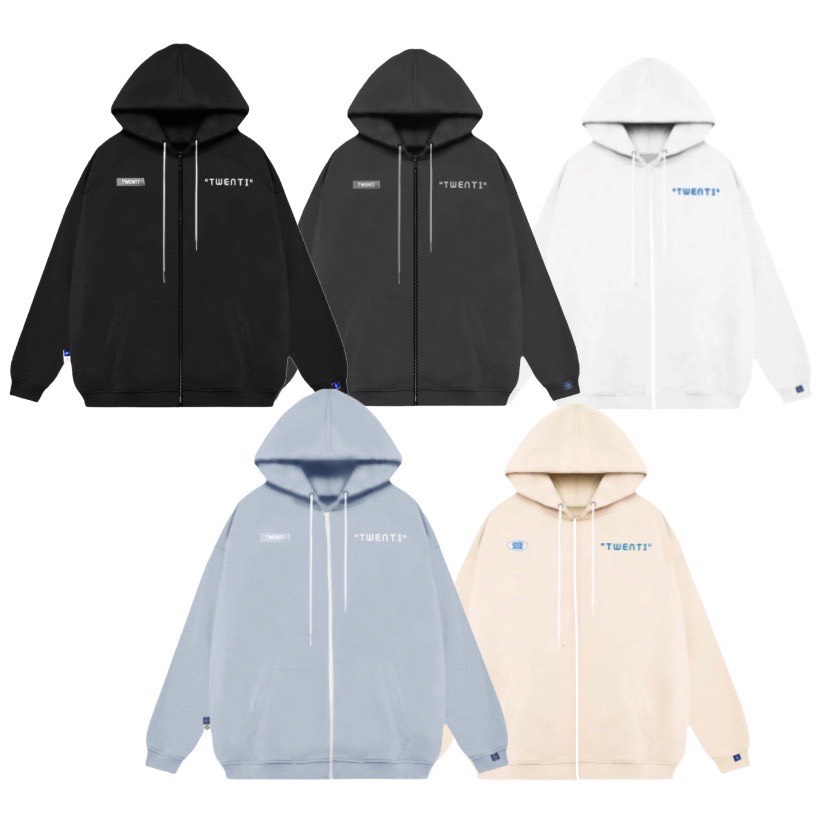 Áo Hoodie Zip Twenti Basic Năng Động Nỉ Bông Form Đẹp - Local Brand
