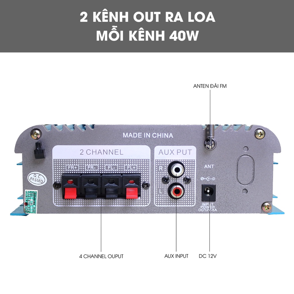 Amply karaoke Bluetooth cho xe hơi, loa mini, bộ khếch đại âm thanh Hifj YW-803 cho ô tô hỗ trợ chức năng bass treble, V