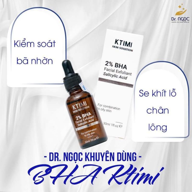 TẨY DA CHẾT KTIMI 2% Salycylic Acid  Làm Sạch Sâu,Sạch Mụn Ẩn,Mụn Đầu Đen,Thu Nhỏ Lcl,Kiềm Dầu. DR Ngọc Khuyên Dùng