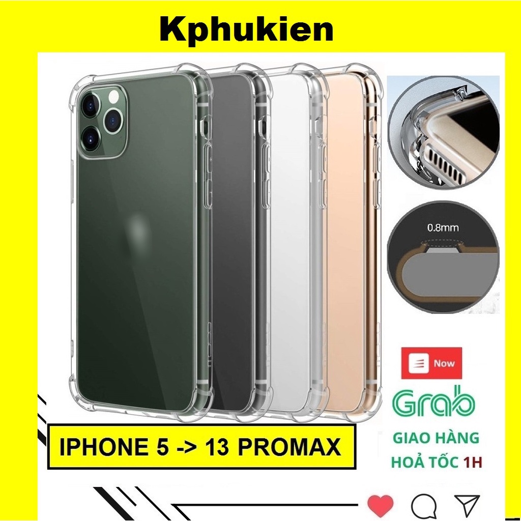Ốp Iphone dẻo trong suốt chống sốc phát sáng chất liệu nhựa mềm cho IP 6/6s/6Plus/8/7Plus//X/XS/XR/XSMAX/11/12/13/13prm