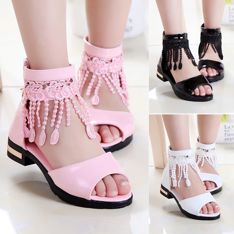 Giày Sandal Cao Gót Đế Rơm Mềm Thời Trang Mùa Hè 2022 Phong Cách Hàn Quốc Cho Bé Gái 12 Tuổi