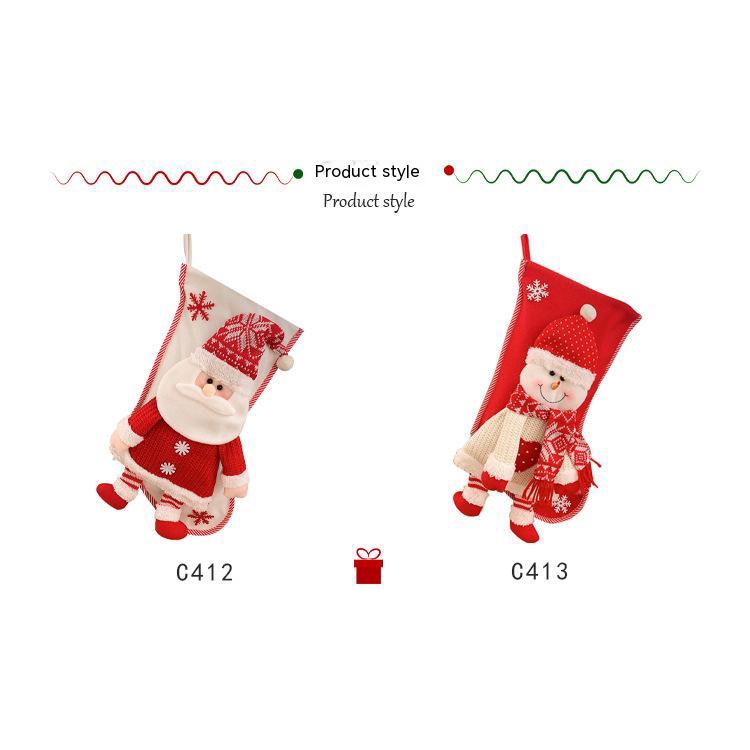 Túi Đựng Kẹo Đan Len Hình Ông Già Noel / Người Tuyết Ba Chiều Trang Trí Cây Thông Giáng Sinh