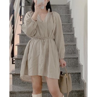 Đầm oversize dây buộc eo linen cao cấp - phoebestudio
