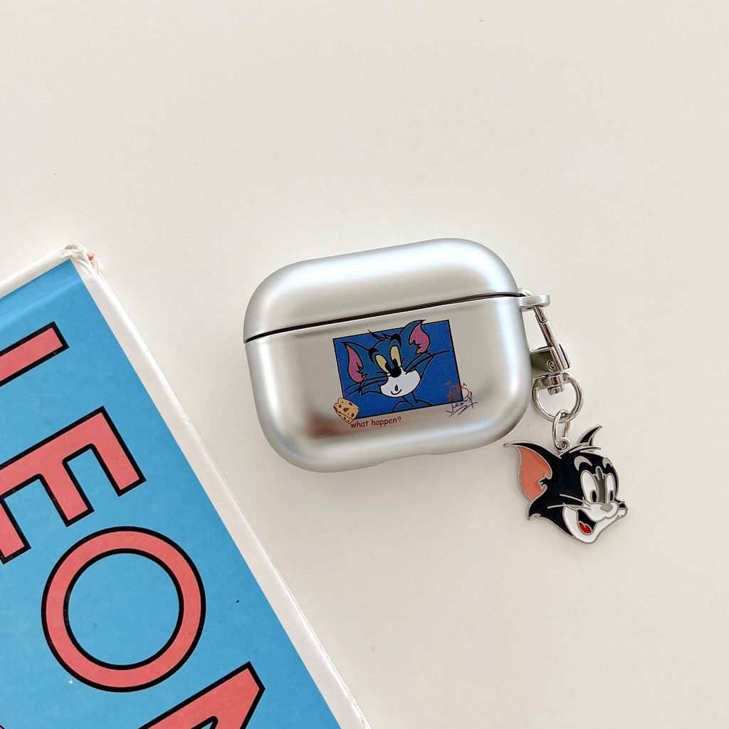 Vỏ Bảo Vệ Hộp Sạc Tai nghe không dây Airpods Pro 2 Gen 2022 Bằng Tpu PC Cứng Nhám Mạ Điện Chống Sốc / Trầy Xước Hình Mèo Và