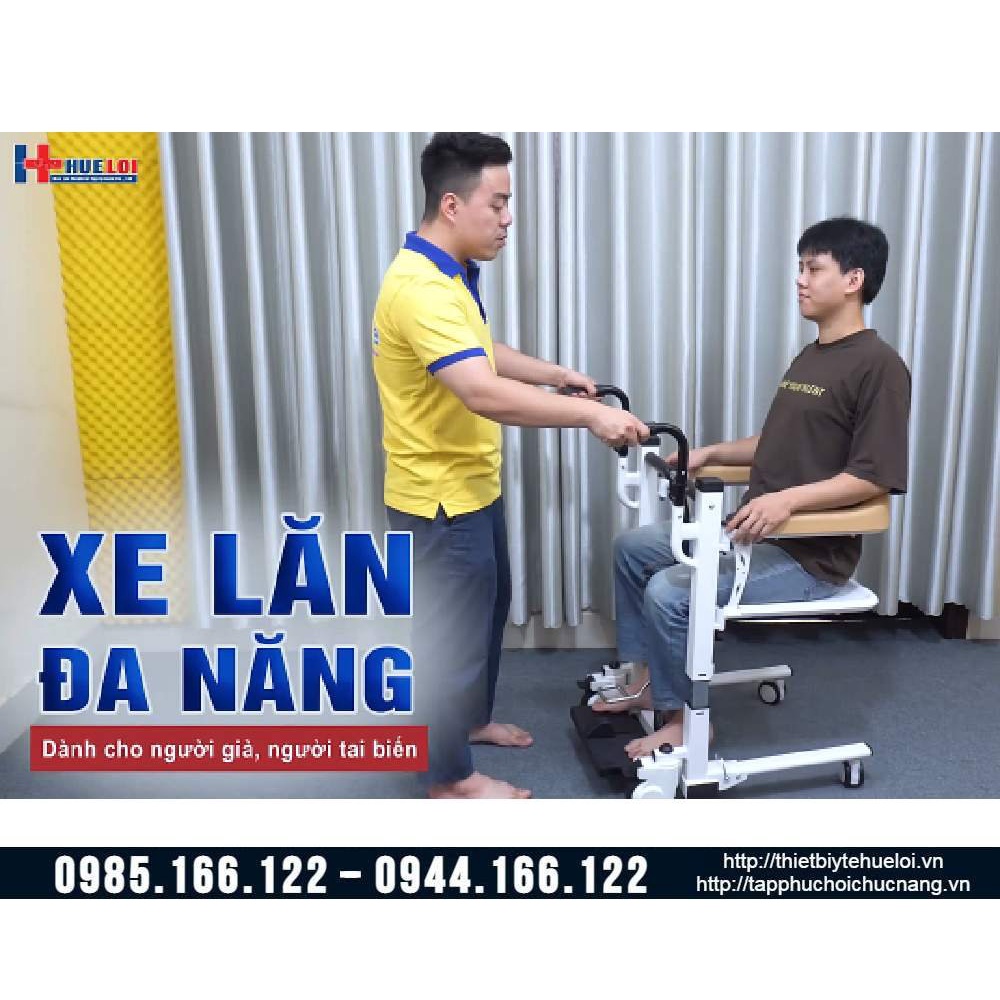 Xe lăn tách rời 2 mảnh nâng hạ bệnh nhân, xe lăn có bô vệ sinh, xe nâng hạ di chuyển người bệnh