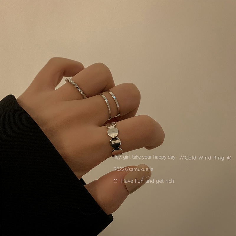 Set 3 Nhẫn Đeo Khớp Ngón Tay Phong Cách Hiphop Thời Trang Cho Nữ