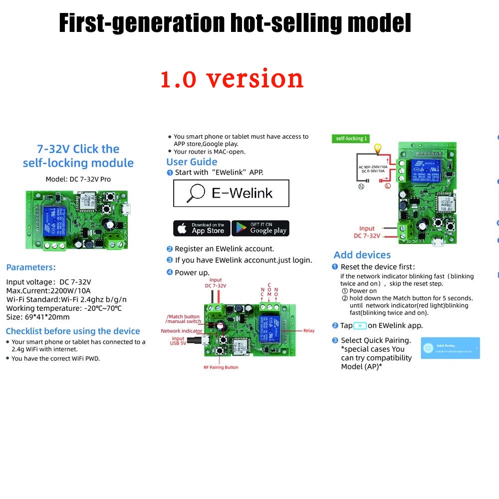 Mô Đun Công Tắc WiFi Không Dây Thông Minh USB 5V