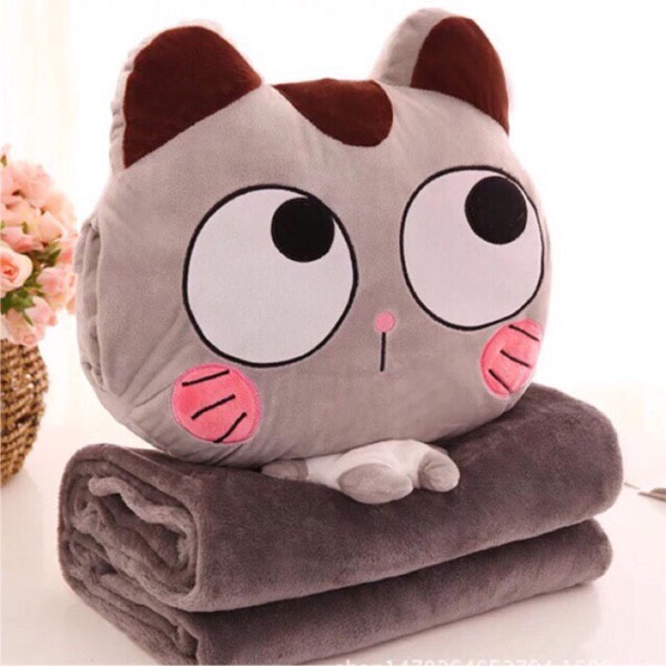 Bộ Chăn Gối Văn Phòng Hình Mèo Siêu Đáng Yêu