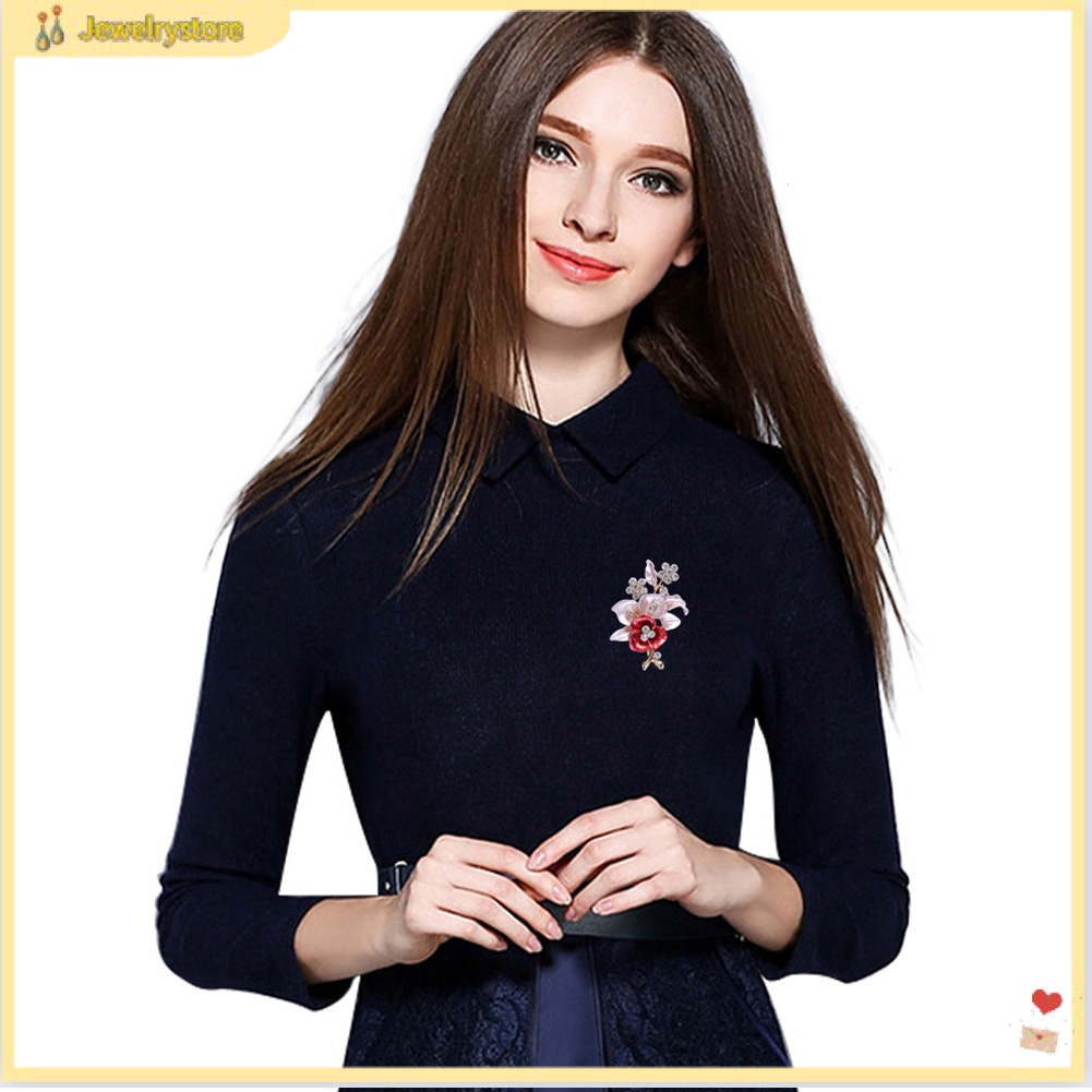 Trâm Cài Áo Hình Hoa Có Đính Đá Lấp Lánh Dành Cho Nữ