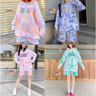 Set Bộ Áo Hoodie 3D Tie Dye Stay Fress Good Day Phối Quần Short Đùi Dáng Rộng Nam Nữ Oversize Ulzzang Unisex - MM