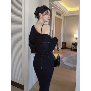 [ BIGSIZE TRÊN 55KG ] ĐẦM BODY DÁNG DÀI DÂY VIỀN thun cotton co giãn tốt bigsize nữ