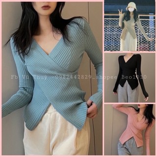 (có sẵn) Áo Len Vạt Chéo kiểu Hàn Quốc beo1010