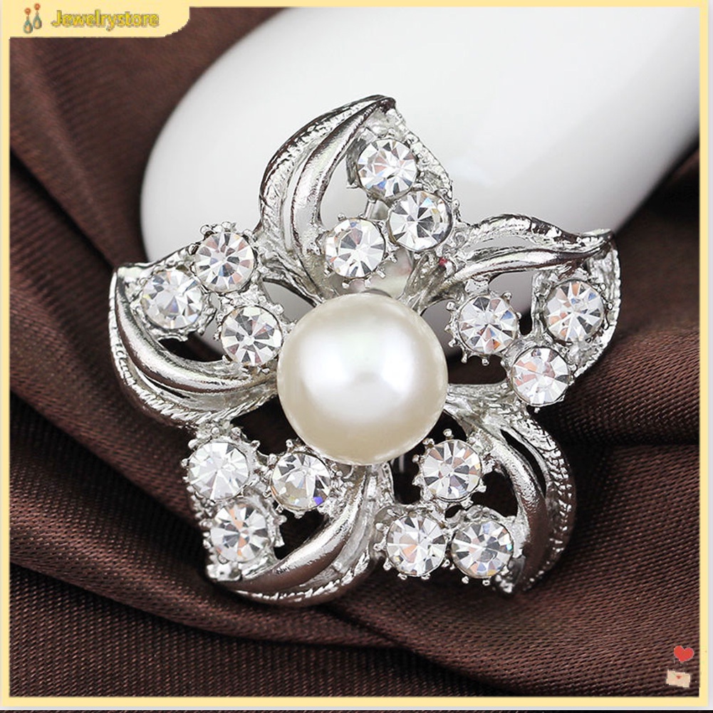 Ghim cài áo kim loại đính kim cương và ngọc trai giả thời trang cho nữ