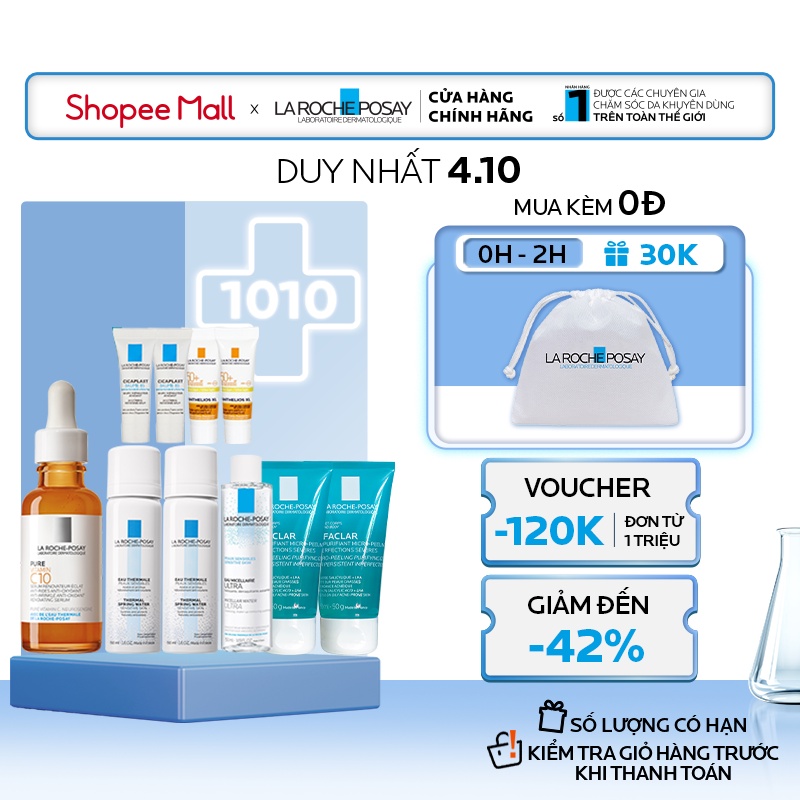 Bộ sản phẩm làm sạch, giảm mụn, làm dịu và làm sáng da Vitamin Pure C10
