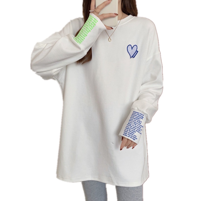 NRVP Áo Thun Nữ Dài Tay Dáng Rộng In Hình Phong Cách Hàn Quốc Kiểu Mới