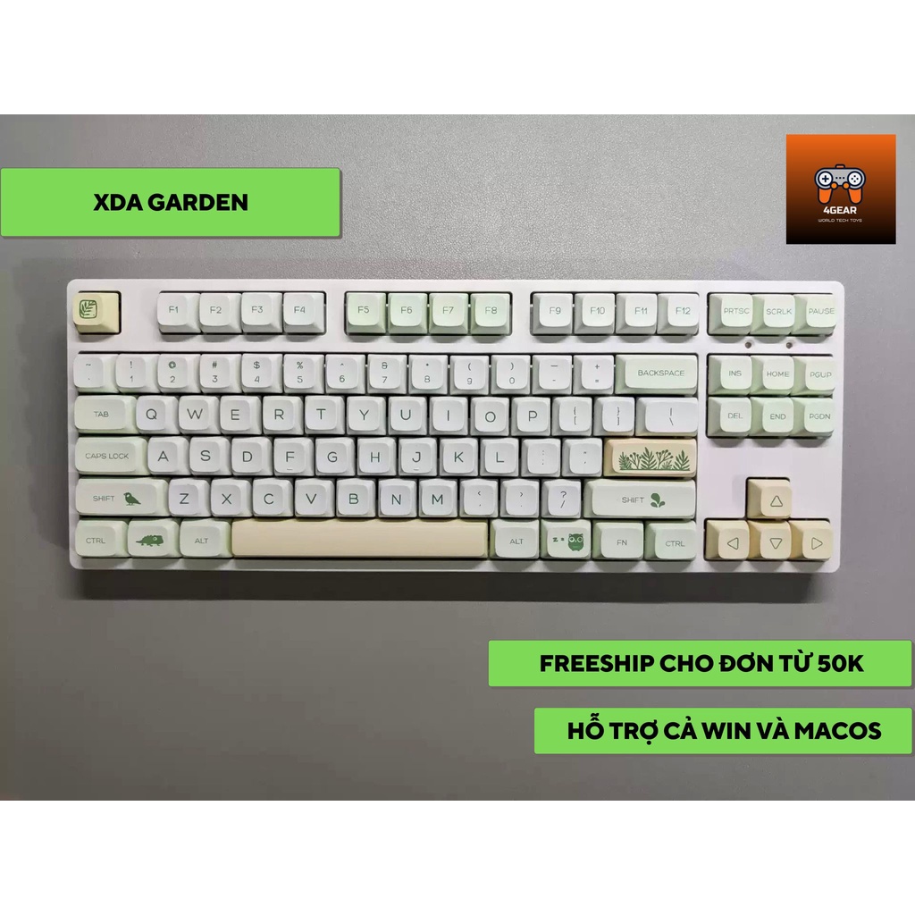 Keycap PBT Matcha Garden XDA in dyesub 142 nút cho bàn phím cơ layout 108/104/98/87/84/75/68/64/61