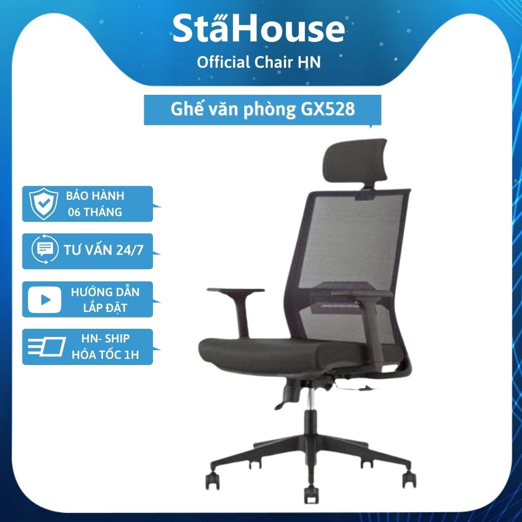 Ghế Công Thái Học chân xoay lưng lưới tựa đầu GX528, Ghế Văn Phòng Làm Việc Stahouse Official Chair HN