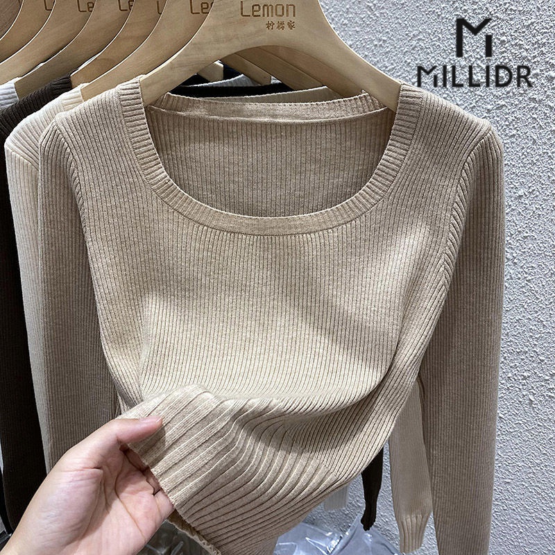 Áo Sweater Cổ Vuông Dáng Ôm Thời Trang Quyến Rũ Cho Nữ